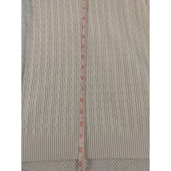 Karen Scott Cable Knit Sweater White V-neck Preppy - Picture 7 of 7